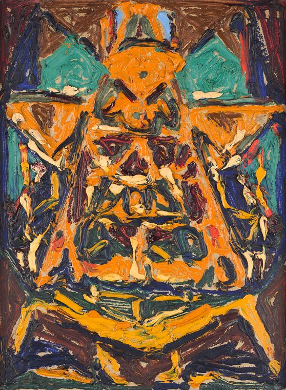 Adolf Hölzel, Kreuzigung, um 1917, Öl auf Karton, 41 × 30,5 cm, Dauerleihgabe Sammlung Reinhard…