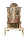 Kremser Werkstatt, Ädikula-Altar mit Seitenflügeln, um 1520, Schrein aus Fichtenholz; Flügel mi…