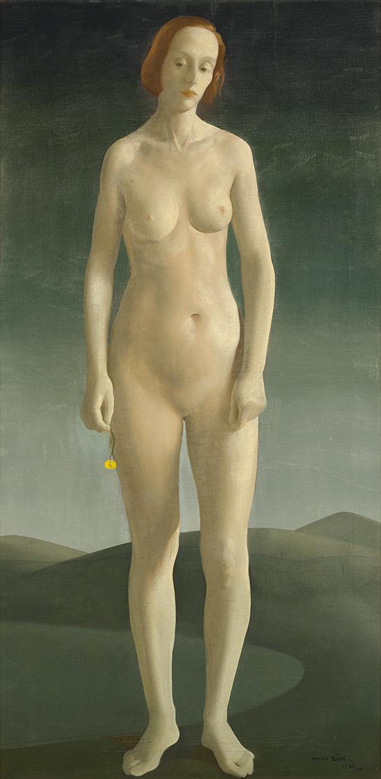 Béla Kontuly, Akt mit Löwenzahn, 1934, Öl auf Leinwand, 119 × 58,5 cm, Dauerleihgabe von Silard…