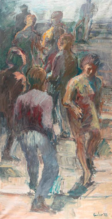 Georg Eisler, Die große Stiege, 1968, Öl auf Leinwand, 195 × 99,4 cm, Belvedere, Wien, Inv.-Nr.…
