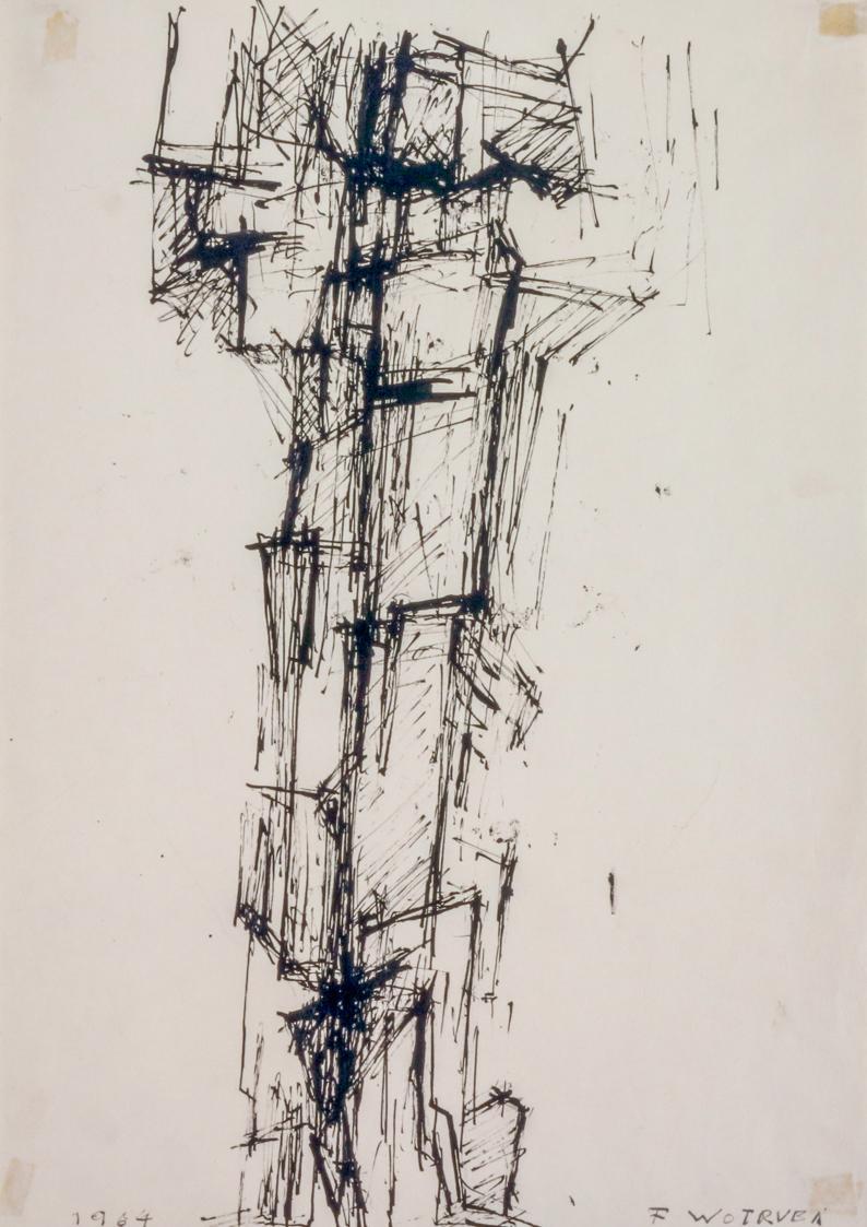 Fritz Wotruba, Figur, 1964, Tusche, Feder auf Papier, Blattmaße: 41,6 × 29,5 cm, Belvedere, Wie…