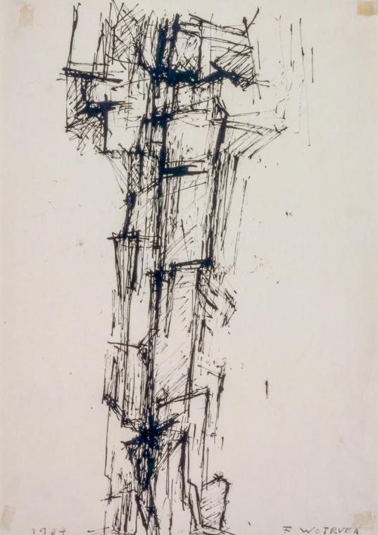 Fritz Wotruba, Figur, 1964, Tusche, Feder auf Papier, Blattmaße: 41,6 × 29,5 cm, Belvedere, Wie…