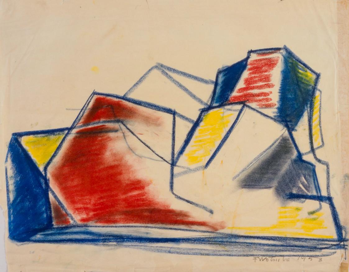 Fritz Wotruba, Liegende, 1953, Ölkreide, vermalt, auf Papier, Blattmaße: 38 × 48,5 cm, Belveder…
