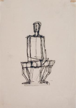 Fritz Wotruba, Sitzende männliche Figur, 1948, Tusche, Feder auf Papier, Blattmaße: 29,7 × 21 c…