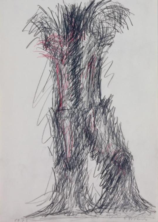Fritz Wotruba, Stehender, 1973, Bleistift und Buntstift auf Papier, Blattmaße: 34,1 × 24,2 cm, …