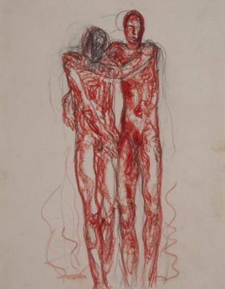 Fritz Wotruba, Zwei Jünglinge, 1926, Bleistift und roter Buntstift auf Papier, Blattmaße: 24,1 …