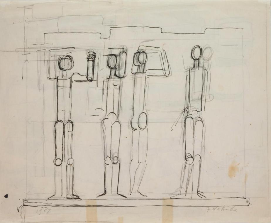 Fritz Wotruba, Vier stehende Figuren. 
Studie für das Große Figurenrelief für den Österreich-Pa…