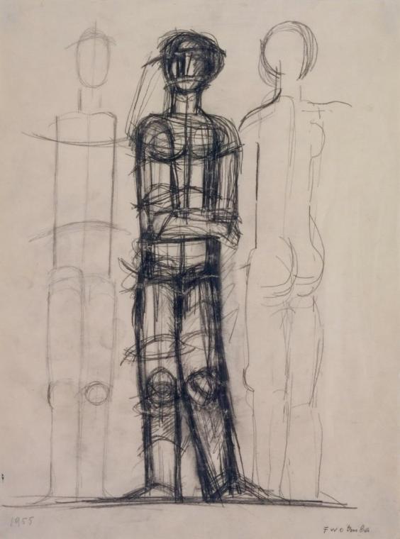 Fritz Wotruba, Drei Figuren, 1955, Bleistift auf Papier, Blattmaße: 39,6 × 29,8 cm, Belvedere, …