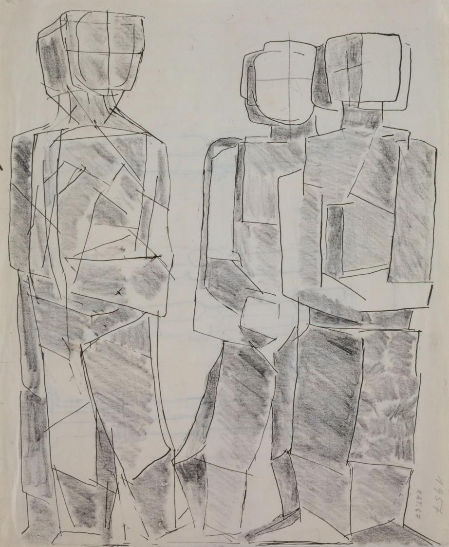 Fritz Wotruba, Stehender und Figurenpaar, 1957, Zinkographie auf Papier, Blattmaße: 49,6 × 41 c…