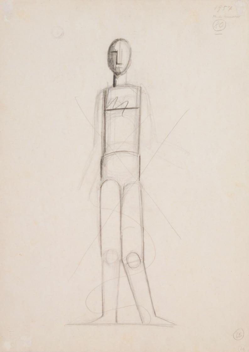 Fritz Wotruba, Stehende Figur, 1957, Bleistift auf Papier, Blattmaße: 43,8 × 31,4 cm, Belvedere ...