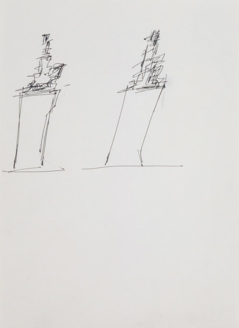 Fritz Wotruba, Entwürfe für das Denkmal für Richard Wagner in Mainz, 1968, Schwarzer Kugelschre…