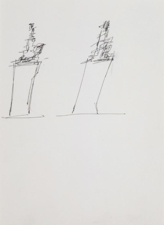 Fritz Wotruba, Entwürfe für das Denkmal für Richard Wagner in Mainz, 1968, Schwarzer Kugelschre…