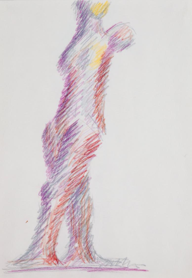 Fritz Wotruba, Stehende Figur, 1974, Buntstifte auf Papier, Blattmaße: 34 × 24,2 cm, Belvedere,…