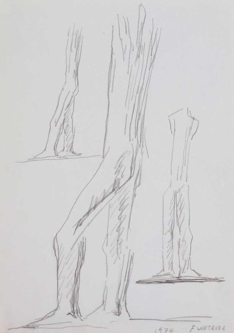 Fritz Wotruba, Drei Torsi, 1974, Bleistift auf Papier, Blattmaße: 33,5 × 24 cm, Belvedere, Wien…