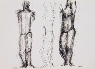 Fritz Wotruba, Drei Figuren, 1974–1975, Tusche, Feder auf Papier, Blattmaße: 24 × 33,5 cm, Belv…