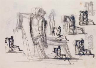 Fritz Wotruba, Mehrere Figuren, gebeugt, 1944, Bleistift auf Papier, Blattmaße: 21 × 29,8 cm, B…