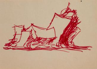 Fritz Wotruba, Liegende Figur, 1970–1972, Roter Filzstift auf Papier, Blattmaße: 14,7 × 20,6 cm…