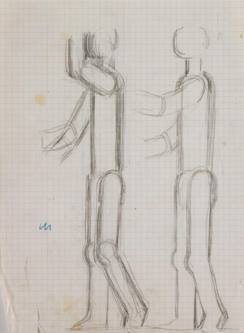 Fritz Wotruba, Zwei Figuren, 1957, Bleistift auf Papier, Blattmaße: 28,4 × 21 cm, Belvedere, Wi…