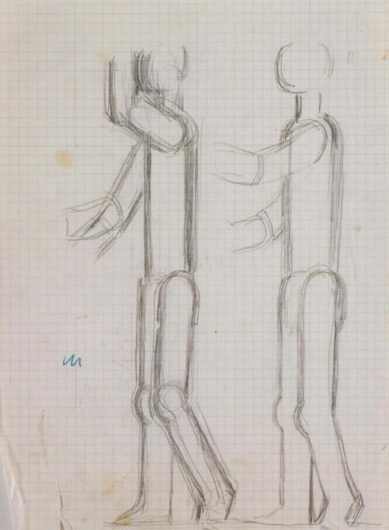 Fritz Wotruba, Zwei Figuren, 1957, Bleistift auf Papier, Blattmaße: 28,4 × 21 cm, Belvedere, Wi…