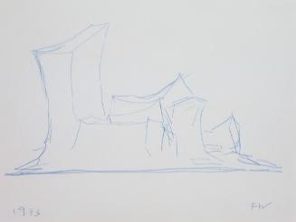 Fritz Wotruba, Liegende Figur, 1973, Blauer Buntstift auf Papier, Blattmaße: 29,8 × 39,8 cm, Be…