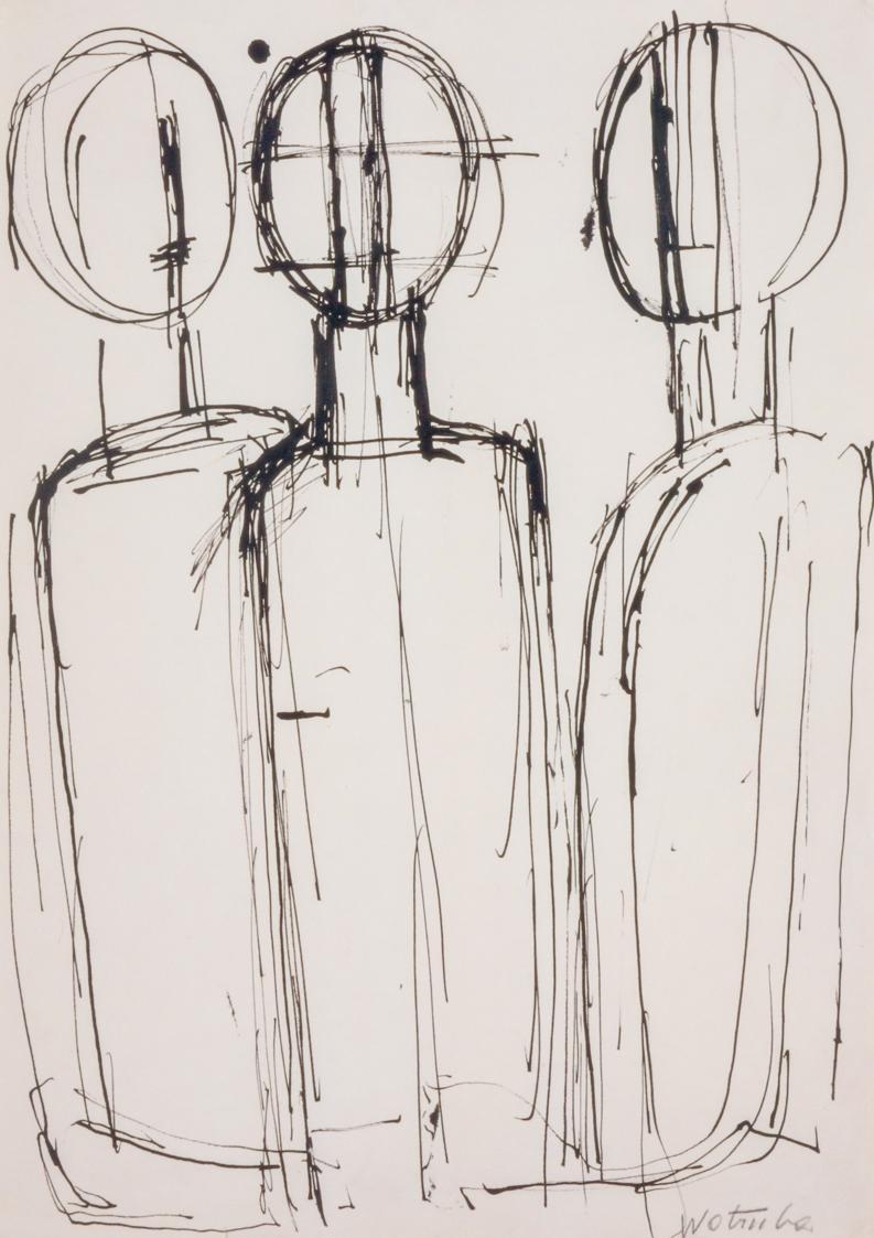 Fritz Wotruba, Drei Figuren, 1954, Tusche mit Feder auf Papier, Blattmaße: 42 × 29,5 cm, Belved…