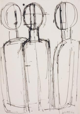 Fritz Wotruba, Drei Figuren, 1954, Tusche mit Feder auf Papier, Blattmaße: 42 × 29,5 cm, Belved…