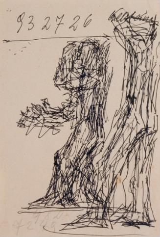 Fritz Wotruba, Zwei Figuren, 1971–1972, Schwarzer Kugelschreiber auf Papier, Blattmaße: 20 × 14…