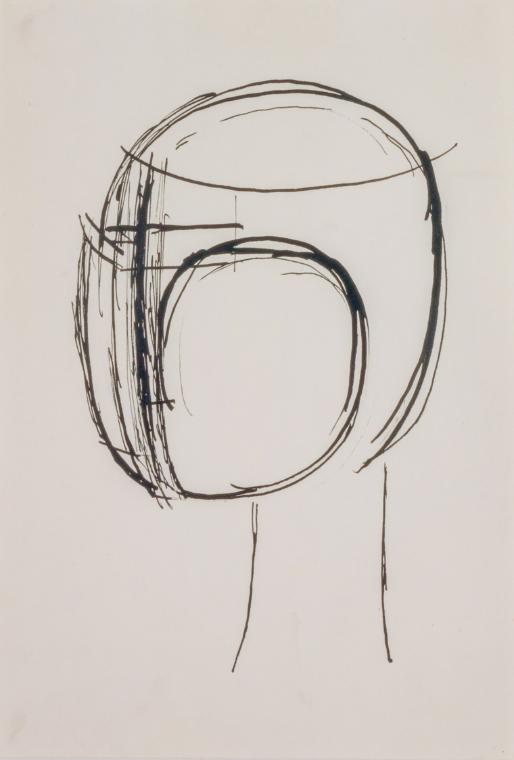 Fritz Wotruba, Kopf, 1955–1956, Tusche, Feder auf Papier, Blattmaße: 29,7 × 20,4 cm, Belvedere,…