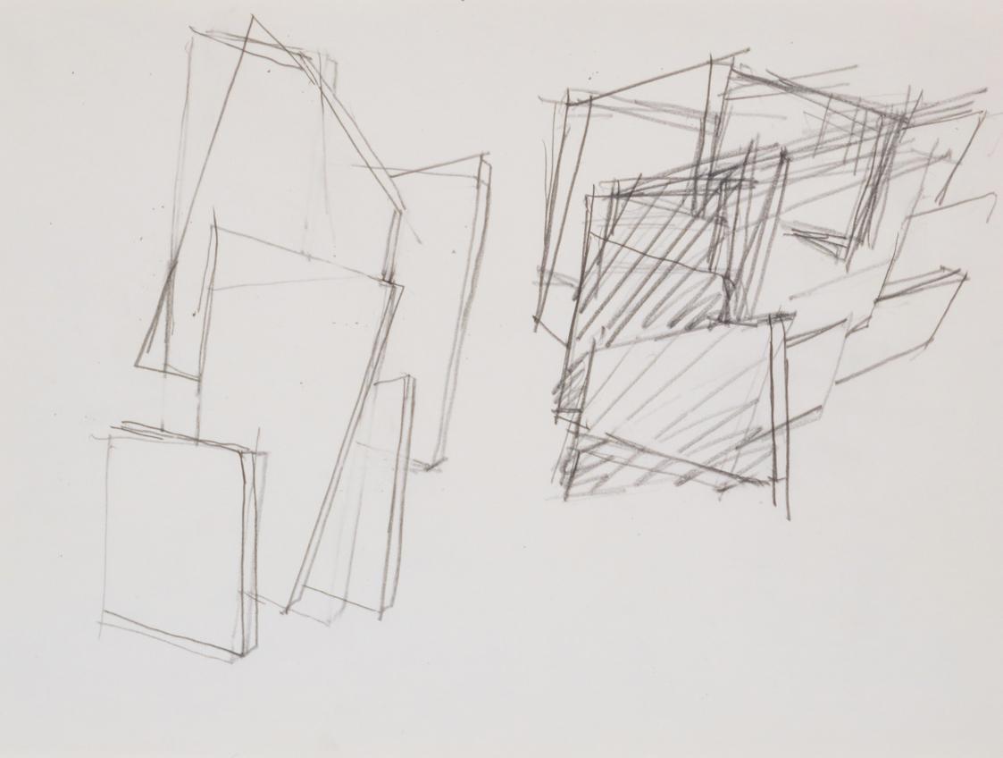 Fritz Wotruba, Skizze zu einer Architektur, 1966, Bleistift auf Papier, Blattmaße: 30 × 40 cm,  ...