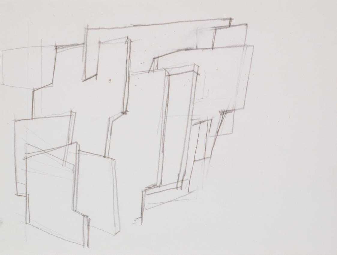 Fritz Wotruba, Skizze zu einer Architektur, 1966, Bleistift auf Papier, Blattmaße: 30 × 40 cm,  ...