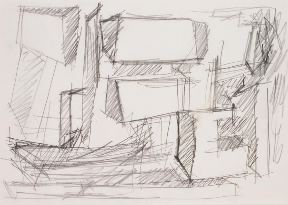 Fritz Wotruba, Skizze zu einer Architektur, 1966, Bleistift auf Papier, Blattmaße: 29,7 × 41,8  ...