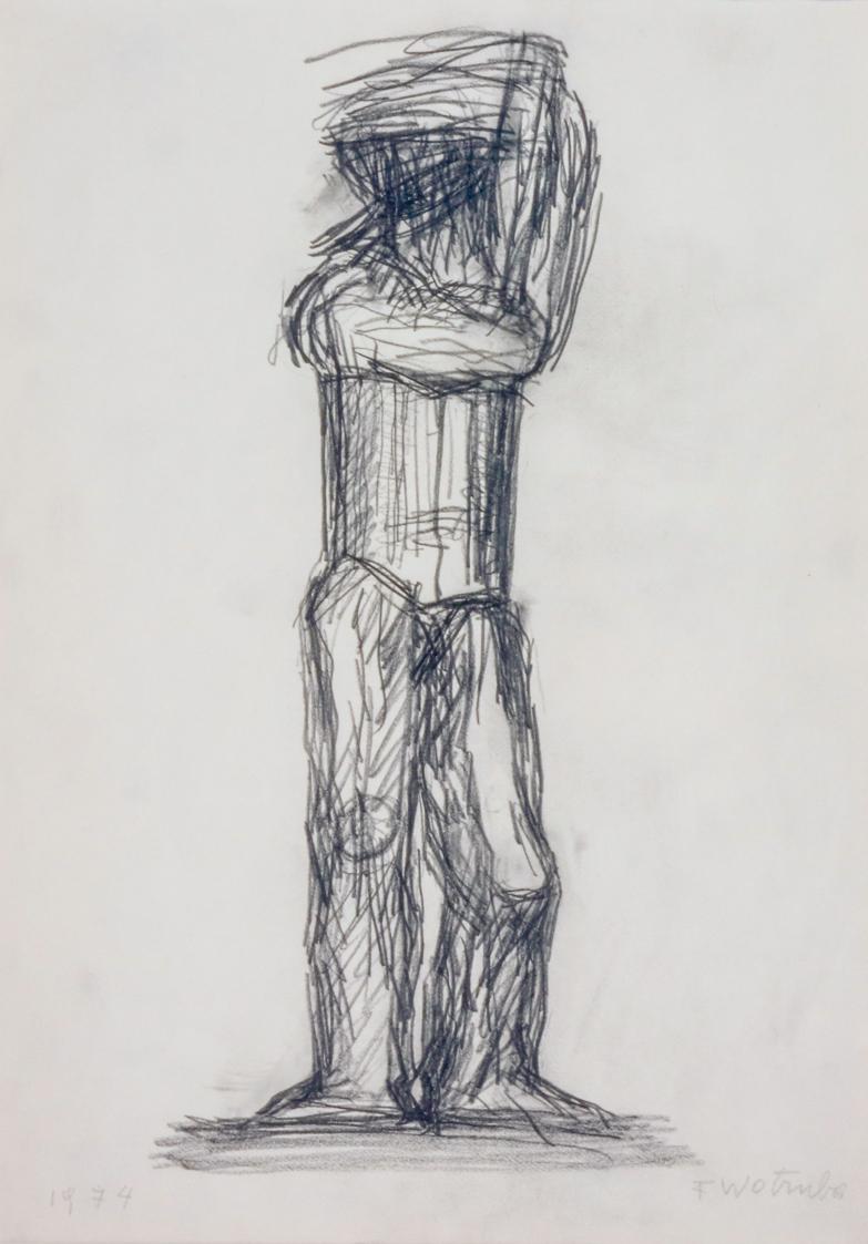 Fritz Wotruba, Figur, 1974, Bleistift auf Papier, Blattmaße: 34 × 24 cm, Belvedere, Wien, Inv.-…