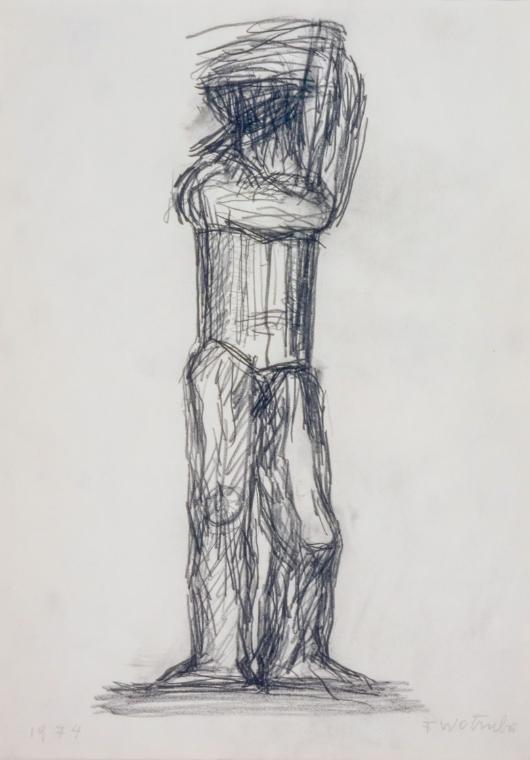 Fritz Wotruba, Figur, 1974, Bleistift auf Papier, Blattmaße: 34 × 24 cm, Belvedere, Wien, Inv.-…
