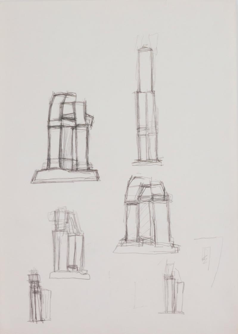 Hockende und stehende Figuren