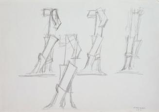Fritz Wotruba, Vier Torsi, schreitend, 1971, Bleistift auf Papier, Blattmaße: 34 × 48,6 cm, Bel…