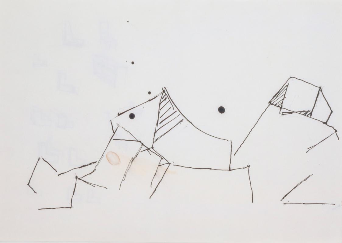 Fritz Wotruba, Liegende Figur, 1953, Tusche, Feder auf Papier, Blattmaße: 29,5 × 41,6 cm, Belve…