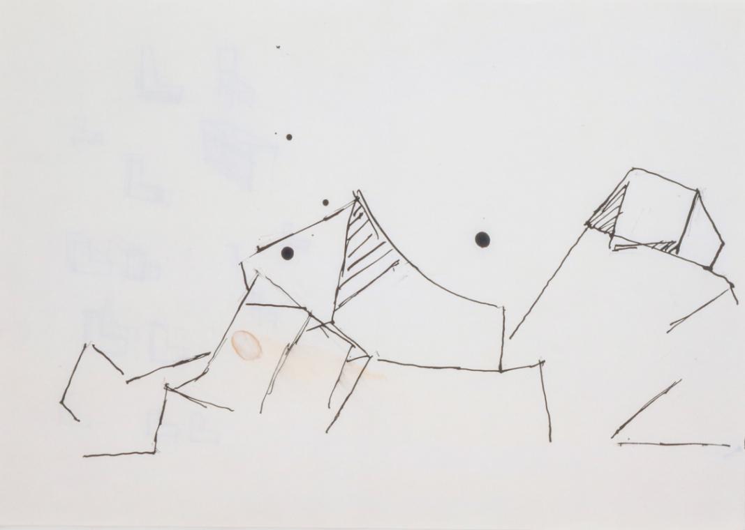 Fritz Wotruba, Liegende Figur, 1953, Tusche, Feder auf Papier, Blattmaße: 29,5 × 41,6 cm, Belve…