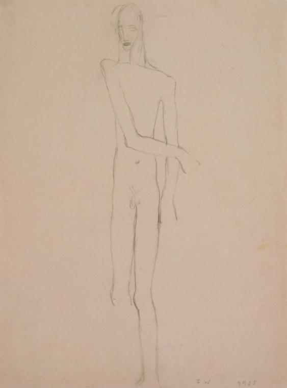 Fritz Wotruba, Jünglingsfigur, 1925, Bleistift auf Papier, Blattmaße: 39,6 × 30 cm, Belvedere,  ...