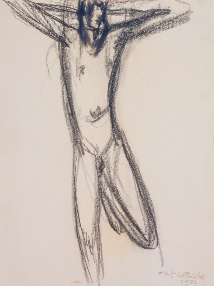 Fritz Wotruba, Jünglingsfigur, 1932, Kohlestift auf Papier, Blattmaße: 40 × 30 cm, Belvedere, W…