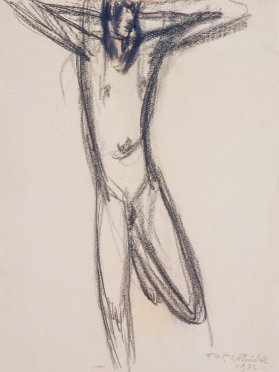 Fritz Wotruba, Jünglingsfigur, 1932, Kohlestift auf Papier, Blattmaße: 40 × 30 cm, Belvedere, W…