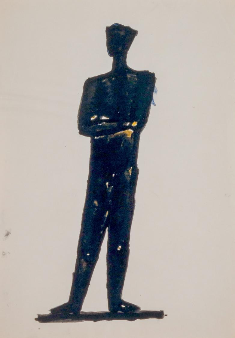 Fritz Wotruba, Figur, 1947/1948, Tusche, Feder, Aquarell auf Papier, Blattmaße: 29,7 × 21 cm, B…