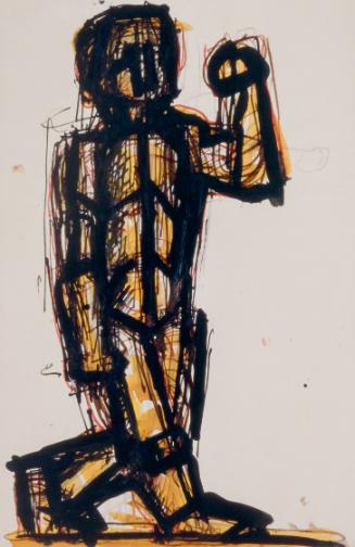 Fritz Wotruba, Gehender, 1950, Bleistift, Tusche, Feder, Pinsel, Aquarell auf Papier auf Karton…