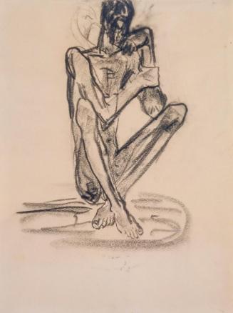 Fritz Wotruba, Hockender Jüngling, 1930, Graphitstift auf Papier, Blattmaße: 39,5 × 29,5 cm, Be…