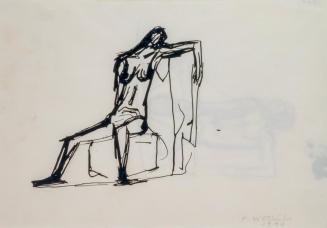 Fritz Wotruba, Sitzende, 1944, Tusche, Feder auf Papier, Blattmaße: 21 × 29,8 cm, Belvedere, Wi…