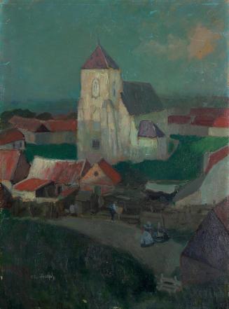 Otto Herschel, Szene aus einem Dorf in Holland, um 1912, Öl auf Karton, ungerahmt: 68,5 × 50,5 …