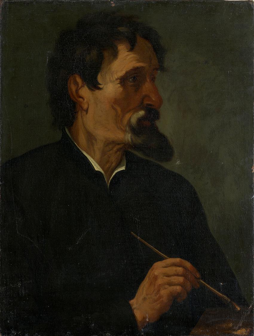 Joseph Hasslwander, Porträt eines Malers (Edmund Mahlknecht ?), undatiert, Öl auf Leinwand, 62,…