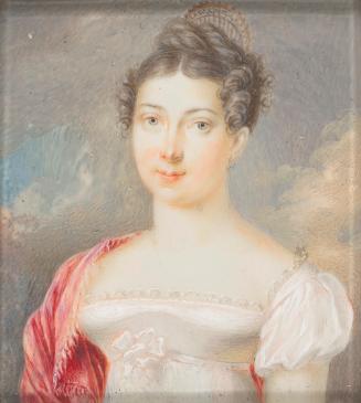 Unbekannter Künstler, Junge Dame in weißem Empirekleid, um 1810, Elfenbein, 6,7 × 5,9 cm, Schen…