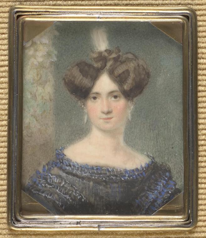 Unbekannter Künstler, Damenportrait, 1820/1840, Elfenbein, 5,9 × 4,8 cm, Schenkung Sammlung Mau ...