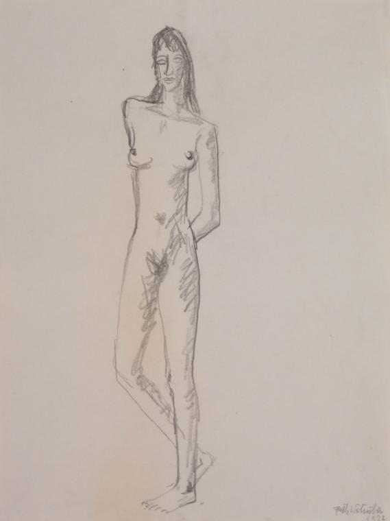 Fritz Wotruba, Stehendes Mädchen, 1932, Bleistift auf Papier, Blattmaße: 39,9 × 30 cm, Belveder…
