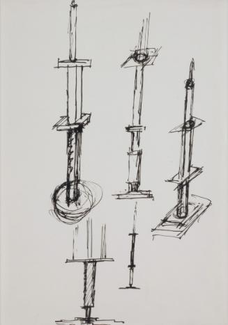 Fritz Wotruba, Skizzen für Kerzenleuchter, 1966, Tusche mit Feder auf Papier, Blattmaße: 41,7 ×…